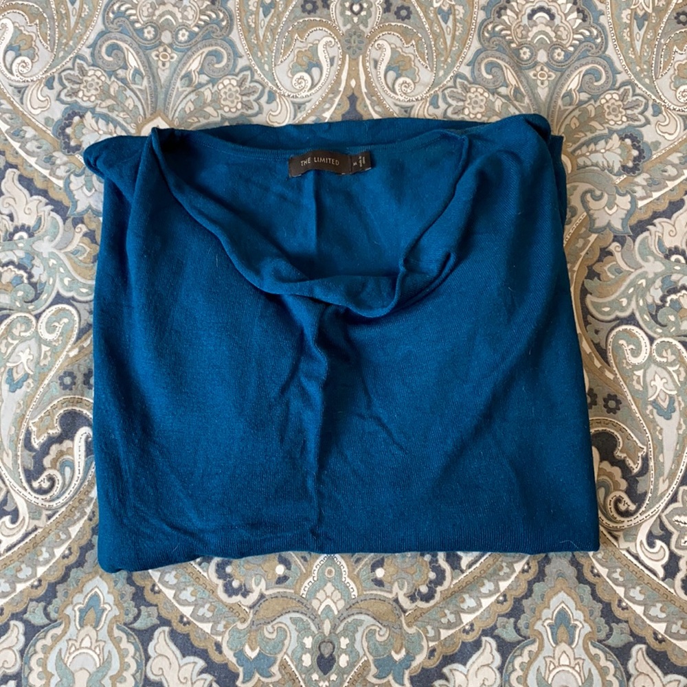 Dark Turquoise Relaxed Neck Knit Sweater